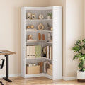 GarveeHome Corner Bookshelf, 71.8 in White Corner Bookcase, L-Shaped Bookshelf Large Bookcase, 5 Tier Display Shelf Heavy Duty Bookcases, Bookshelves with Storage