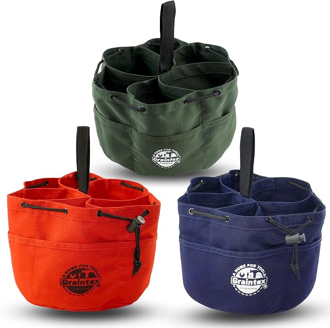Graintex 18 Pocket Grab Bags Set of 3 Pcs Rip-Stop Canvas, Drawstring Closure, Small Parts Organizer Bag, Small Tools, Screws, Parts, Parachute Tool Bag, Parachute Tool Organizer for Essential Items