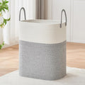 AINUOQI Laundry Basket with Handles - Blanket Basket & Hampers for Bedroom Aesthetic, Laundry Hamper & Blanket Storage for Living Room, Clothes Hamper, Tall,Large 21.7" x 16.9" x 11.8”, Light Grey
