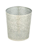 CosmoLiving by Cosmopolitan Metal Floral Trash Can 9" x 9" x 10", Silver | Office trash can, small waste bin, bathroom waste basket small, laser carved design, 9 x 9 x 10 in