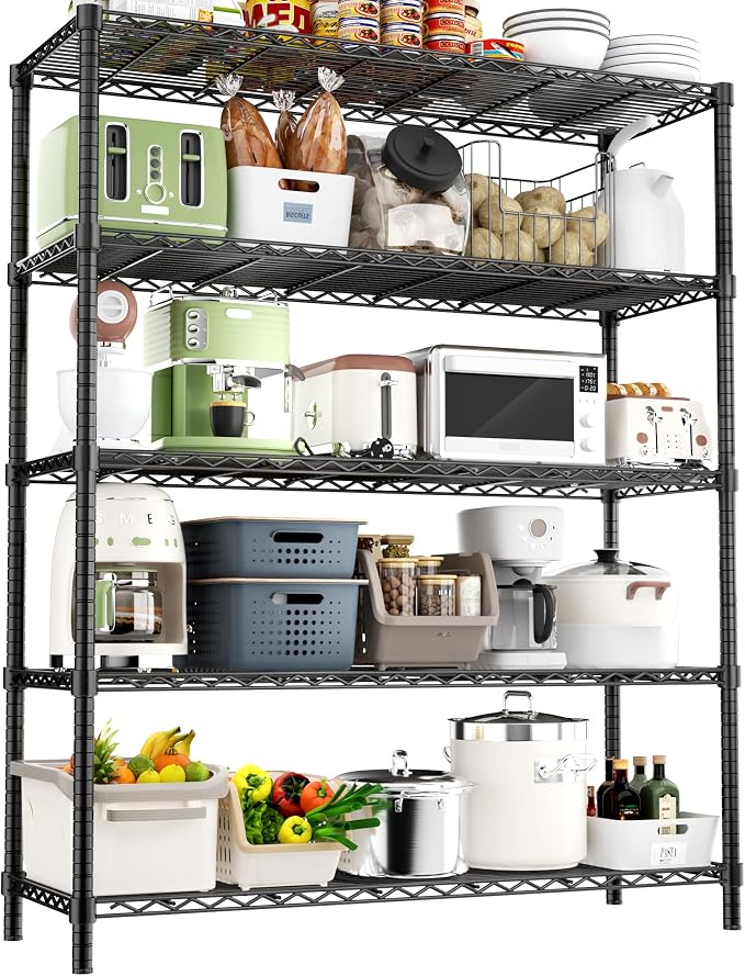 ROOMTEC 5-Tier Wire Shelving Unit, 48" W*20" D*72" H, Max Load 2000LBS | Heavy Duty Garage Shelving,Adjustable Storage Shelves,Metal Utility Shelf Rack for Kitchen,Laundry,Pantry,Warehouse,Basement