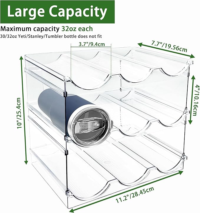 Spaclear 3 Pack Water Bottle Organizer, Stackable Kitchen Home Organization and Storage Rack, Plastic Cup Storage Organizer for Kitchen Cabinet Cupboard Organizer and Storage Cup Rack for Counter