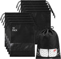 Large Shoe Bags for Packing with Clear Window, 17.3" X 12.6" Dustproof Drawstring Travel Shoe Storage Bags for Men & Women (10, Black)