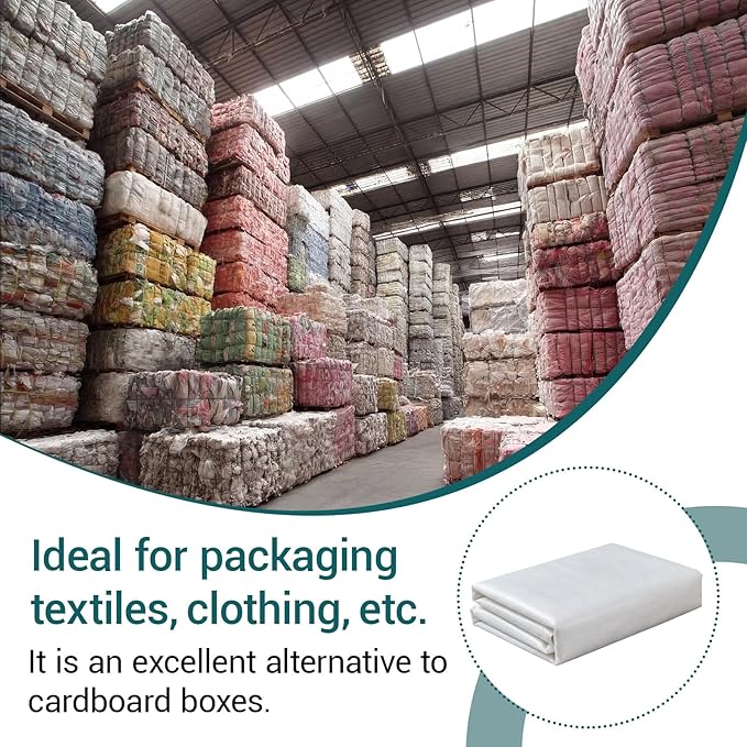 30 Sheets 40 x 54 Inch Clear Woven Polypropylene Packing Sheets, Laminated, Holds 100 lbs, Puncture and Tear Resistant, Alternative to Moving Boxes for Clothes, Shipping Irregular Shape Items