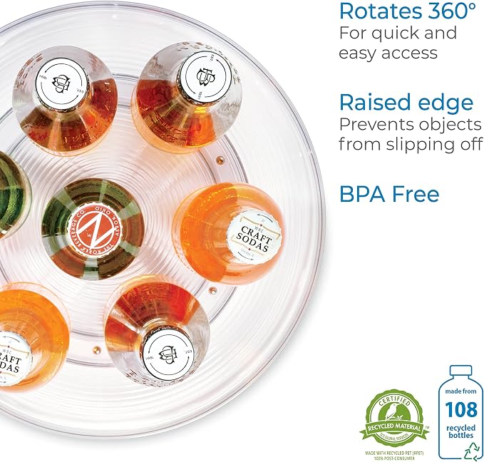 iDesign 11-Inch Round Lazy Susan Organizer for Kitchen or Pantry Storage - 2 Count - Clear (Pack of 8)