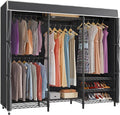 VIPEK V5C Heavy Duty Covered Clothes Rack Portable Closet Rack, Black Metal Clothing Rack with Black Upgarded Polyester Cover, Adjustable Custom Freestanding Closet Wardrobe, Max Load 800LBS