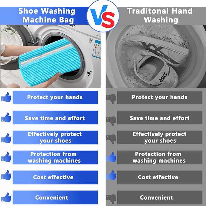 2Pcs Reusable Shoe Washing Machine Bag for Washer and Dryer:Free Up Hands, Prevent Deformation,shoe bag with Zipper Protection Design, Use for all Shoes,Sports Shoes(Blue)