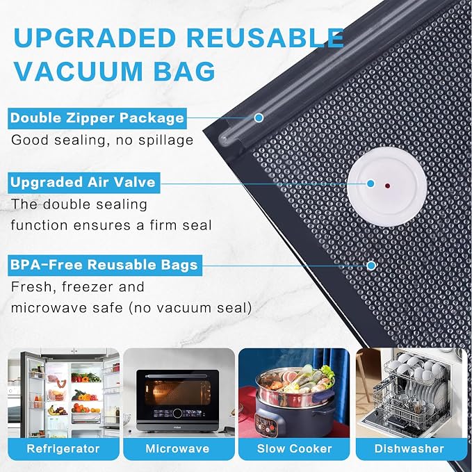Handheld Vacuum Sealer for Food Powerful Vacuum Sealer Machine,Seal Meal Saver,Portable Food Sealer (Sealer + 20 Reusable Vacuum Bags)