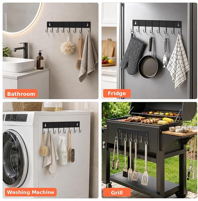 SMRCAD Metal Magnetic Spice Rack 4 Pack with Hook – Heavy-Duty | Iron construction, dust-resistant, fits condiment bottles, includes screws for optional wall mount
