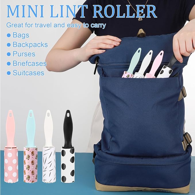 Hushee 36 Pcs Mini Lint Rollers for Pet Travel Size Clothes Roller Hair Lint Removers Sticky Tool for Clothes, Gift Bags, Pet Hair Removal