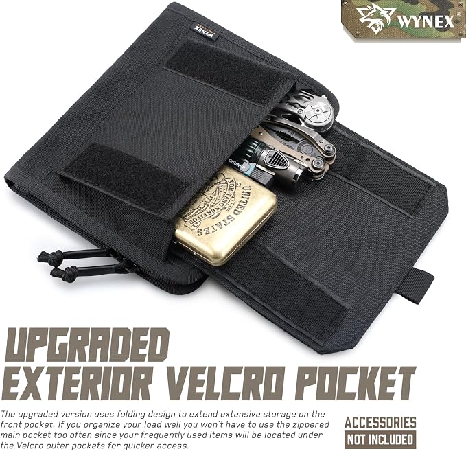 WYNEX Tactical Molle Admin Pouch, Laser-Cut, EDC Organizer Tool Pouch | Utility Organizer EDC Medical Bag, EDC Pocket Modular Pouch, Tactical Accessories EDC Pouch, Include U.S Patch