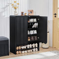 ORRD Shoe Storage Cabinet with Scalloped Doors, 5-Tier Wooden Shoe Cabinet with Adjustable Shelves, Shoes Rack Storage Organizer for Entryway, Hallway, Living Room, Black