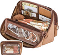 Large Pencil Pouch Big Pencil Case Big Capacity Aesthetic Pen Cosmetic Bag Pen Stationery Organizer Simple, College Office Home Travel Storage Bag (Brown)