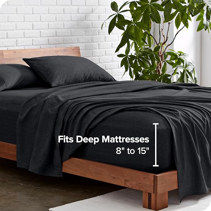 Bare Home Twin XL Sheet Set - 1800 Ultra-Soft Microfiber Twin Extra Long Sheets - Double Brushed - Deep Pockets - Easy Fit - Soft - 3 Piece Set - Bed Sheets (Twin XL, Heathered Black)