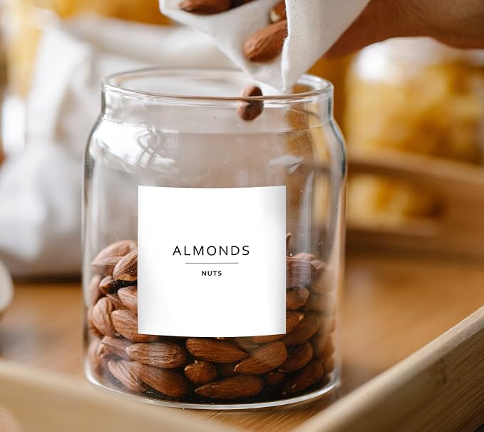 Pantry Labels - Waterproof Minimalist Preprinted Canister Labels for Food Containers - Plastic and Glass - White Vinyl - Set of 1