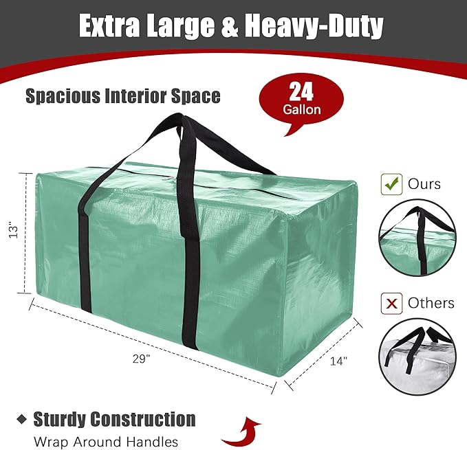 PANDA JOYS 8 Pack Extra Large Moving Bags with Zippers & Carrying Handles, Heavy-Duty Storage Tote for Space Saving Moving Storage, Fold Flat, Alternative to Box and Bin,Teal