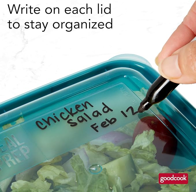 GoodCook Meal Prep Rectangle Two Compartment 20-Piece, Teal, Made without BPA