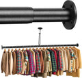 BaiNong Closet Rods for Hanging Clothes Adjustable 17-160" Black Heavy Duty | Closet Rod for Closet Wardrobes,Walk-in Closet, Laundry RV With an Anti-Bending System
