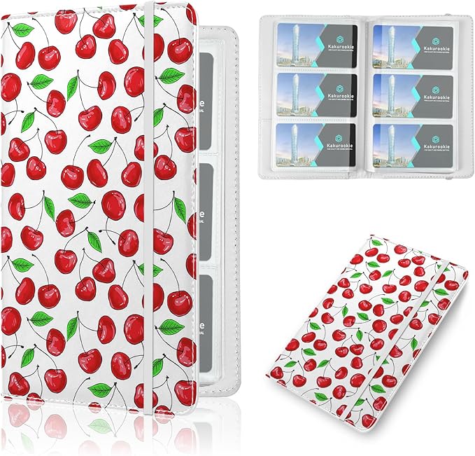 Floral Business Card Book Holder Organizer for Women, 240 Card Capacity, Stylish Name Card and Credit Card Holder for Professionals (Cherry)