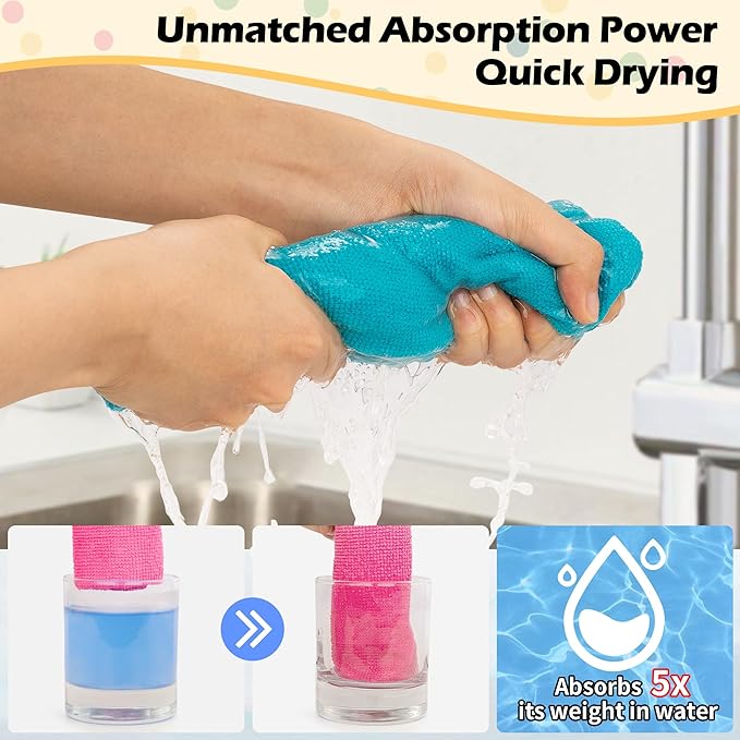 FIXSMITH Microfiber Cleaning Cloth - Pack of 8, Size: 12 x 16 in&FIXSMITH Microfiber Cleaning Cloth, 20 Pack Cleaning Rags, Cleaning Towels for Housekeeping