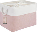 Large Storage Baskets- 16x12x12 inch Storage Bins for Shelves and Closet Organizing, Foldable Fabric Bin for Home Organization Clothes and Laundry (1-Pack, White&Pink)