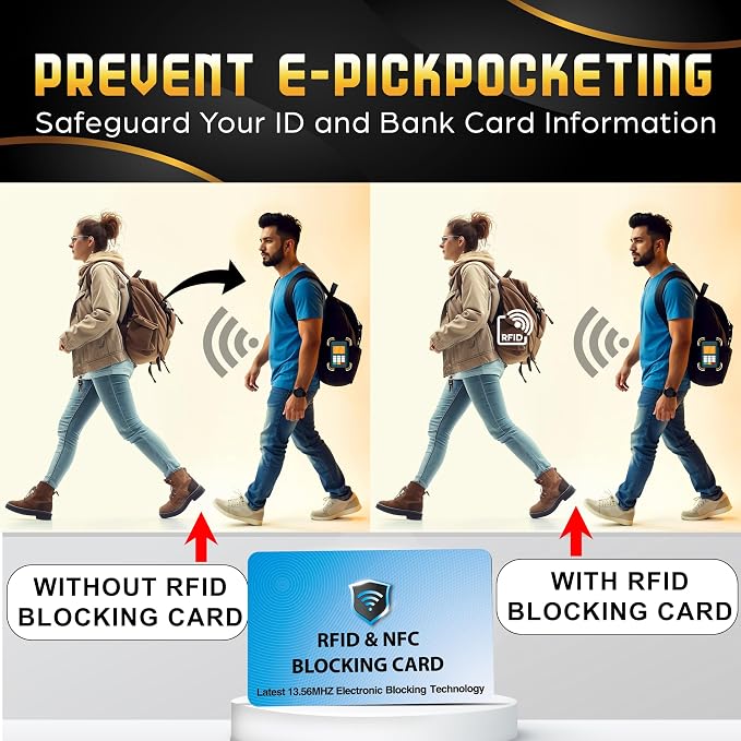 SaiTech IT 10 Pack RFID Blocking Card for Credit Debit ID Card, Sky Blue | Slim Anti-Theft Contactless NFC RFID Blocker Protector, Easily Fit into Wallet and Purse, for Men & Women