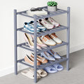 Smiry Bamboo Shoe Rack for Closet, 4 Tier Small Wooden Shoe Organizer, Stackable Wood Shoe Storage Shelf for Entryway, 14 Vertical Slats, 2+2 Stack Heavy-Duty Legs, 17.32"x11.02"x25.98", Grey
