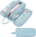 SUNEE Large Capacity Pencil Case with 3 Compartment, Extra Big Pencil Pouch, Pencil Bag with Zipper, Cute High Stationery Organizer, Oxford Pen Box School Supplies for Student Teen Girls Boys, Blue