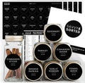 Spice Labels for Glass Jars, 202 Round Preprinted Waterproof Kitchen Spice Labels Stickers, Seasoning Organization Black Pantry Herbs Label for Top Lid, Chalkboard Labels for Spice Jars