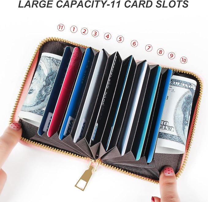 Credit Card Wallet, RFID Card Case Wallet, Zipper Card Cases Holder for Men Women, RFID Blocking, KeyChain Wallet, Compact Size Card Organizer Case for Women
