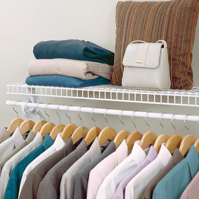 ClosetMaid SuperSlide Ventilated Shelf Kit with Closet Rod, 6" H x 48" W x 12" D, White, 2-Pack