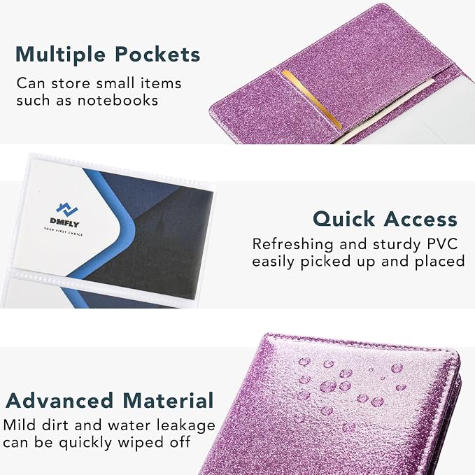 Leather Professional Business Card Holder Organizer Book - 300 Card Capacity Premium PU Folder with Soft Cover, Name Card Credit Cards Binder for Men/Women, Starry Purple