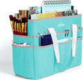 JJRING Craft Organizer Tote Bag, Large Art Storage Caddy with Multiple Pockets, Sky Blue Sewing Bag for Art, Craft, Scrapbooking, School, Medical, and Office Supplies Storage
