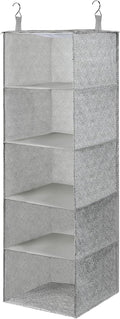 Hanging Closet Organizer with Hook, Collapsible 5 Tier Closet Organizers, Hanging Shelves for Clothes Shoes Towels Sweater 40 * 12 * 12 Inches