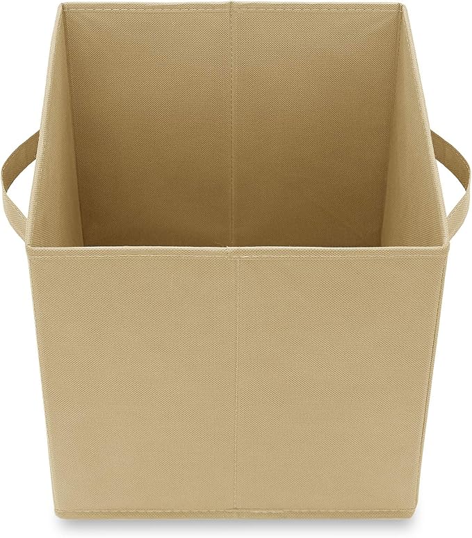Casafield Set of 6 Collapsible Fabric Cube Storage Bins, Sandy Beige - 11" Foldable Cloth Baskets for Shelves, Cubby Organizers & More