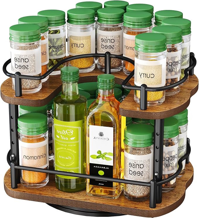 SNTD Spice Rack Organization for Cabinet - Height Adjustable Rotating Lazy Susan Organizer, Spice Organizer Fits Cabinets Wide＞ 11 inches, Clearance Height ＞10.5 inches