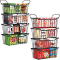 SUNALLY Freezer Organizer Bins, 8 Pack Stackable Chest Freezer Organizer for 5-7 Cu.FT Deep Freezer Sort Frozen Meats and Food, Freezer Storage Baskets with Handles Easy Reach from Bottom, Black