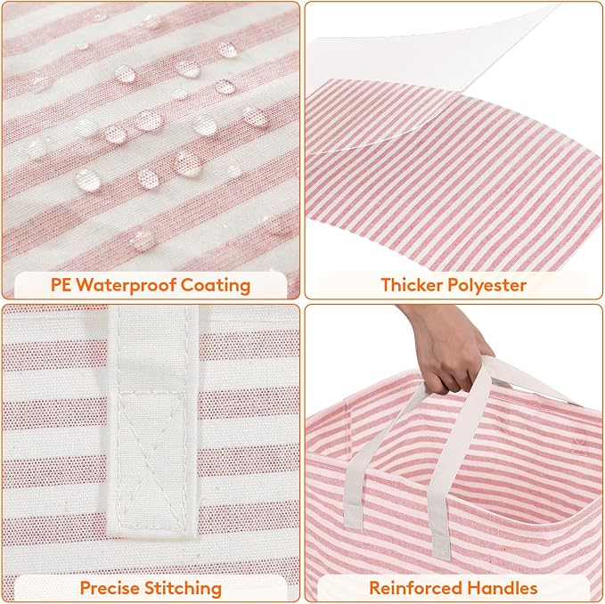 Lifewit 2 Pack Laundry Basket 80L Each, Collapsible Clothes Hamper with Reinforced Handles, Freestanding Waterproof Design for Bedroom and Laundry Room, Grey&Pink 160L Total