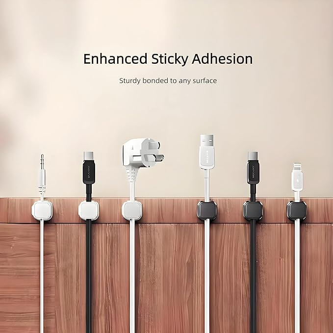6Pack Spring Cord Organizer,Magnetic Cable Clips, Cable Management, Office Desk Accessories, Cord Organizer, Cable Smooth Adjustable,for Desk, Wall, Car, Home Office, Phone Cable Management (Black)