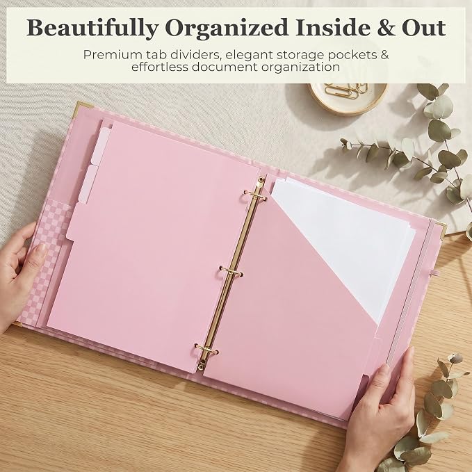 Aesthetic Clipboard Binder with Dividers - Document Organizer and Clipboard Folder for Work - Sturdy 3 Ring Binder & Planner Folio for Streamlined School Projects, Notes and Daily Office Productivity