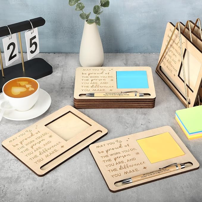 Kosiz 10 Set Back to School Teacher Gifts Bulk May You Be Proud Wooden Sticky Note Holder Set Employee Coworkers Appreciation Thank You Gifts for Teacher Team Staff Office Supplies