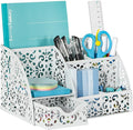EasyPAG Desk Organizer and Pen Holder for Desk, Mesh Office Supplies Storage Caddy with Drawer for Small Space, Desktop Organizer for Home Office, White