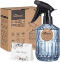 Glass Plant Mister Spray Bottle, 13.5 oz Refillable Plant Misters for Inside, Pretty Glass Spray Bottles for Cleaning, Hair, Cat, Succulent, Houseplant with Adjustable Mist Nozzle (Blue)
