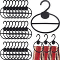 FoldTier 25 Pcs Scarf Hanger Plastic Holder Organizer Space Saving Scarf Organizer Clothes Hanger for Scarves Headscarves Clothing Sorting Storing (Black)