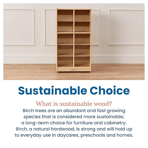 ECR4Kids 10 Cubby Mobile Tray Cabinet and 10 Scoop Front Bins, 5x2, Kids Furniture, Blue