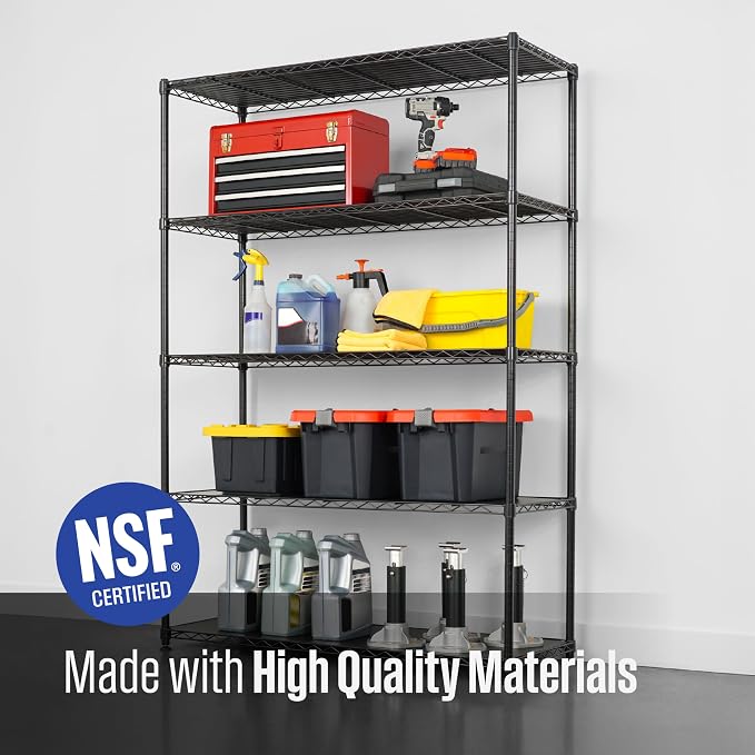 SafeRacks NSF 5-Tier Heavy Duty Steel Wire Shelves (48"x18"x72")
