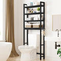 Smiry Over The Toilet Storage Cabinet, 4-Tier Bamboo Bathroom Organizers with Adjustable Shelf & 4 Hooks, Space Saving Shelf Rack for Bathrooms, Laundry Room, Balcony, Black