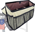 Walker Basket for Folding Walker with Flip-Down Walker Tray | Handy Cane/Reacher Strap & Cup Holder | Walker Bags for Folding Walker with Wheels, Organizer for Walker Accessories for Walker Caddy-SAND