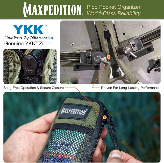 MAXPEDITION Pico Pocket Organizer, Ultra Compact EDC Gear Pouch, Tactical Utility Pouch for Everyday Carry, Tools, Gadgets, Outdoor First-Aid Kit, Survival