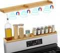 Magnetic Stove Top Shelf 30 Inch – Over the Stove Spice Rack Organizer for Flat Top Stoves, Strong Magnetic Bamboo Kitchen Shelf, Space Saving Stove Top Storage Rack, Tool-Free Installation, Natural